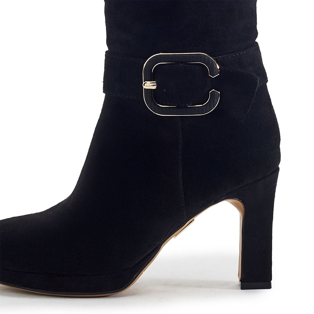 Sherlia Black Faux Suede Boots