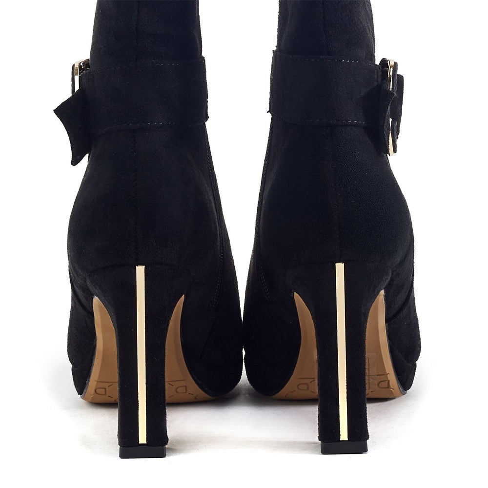 Sherlia Black Faux Suede Boots