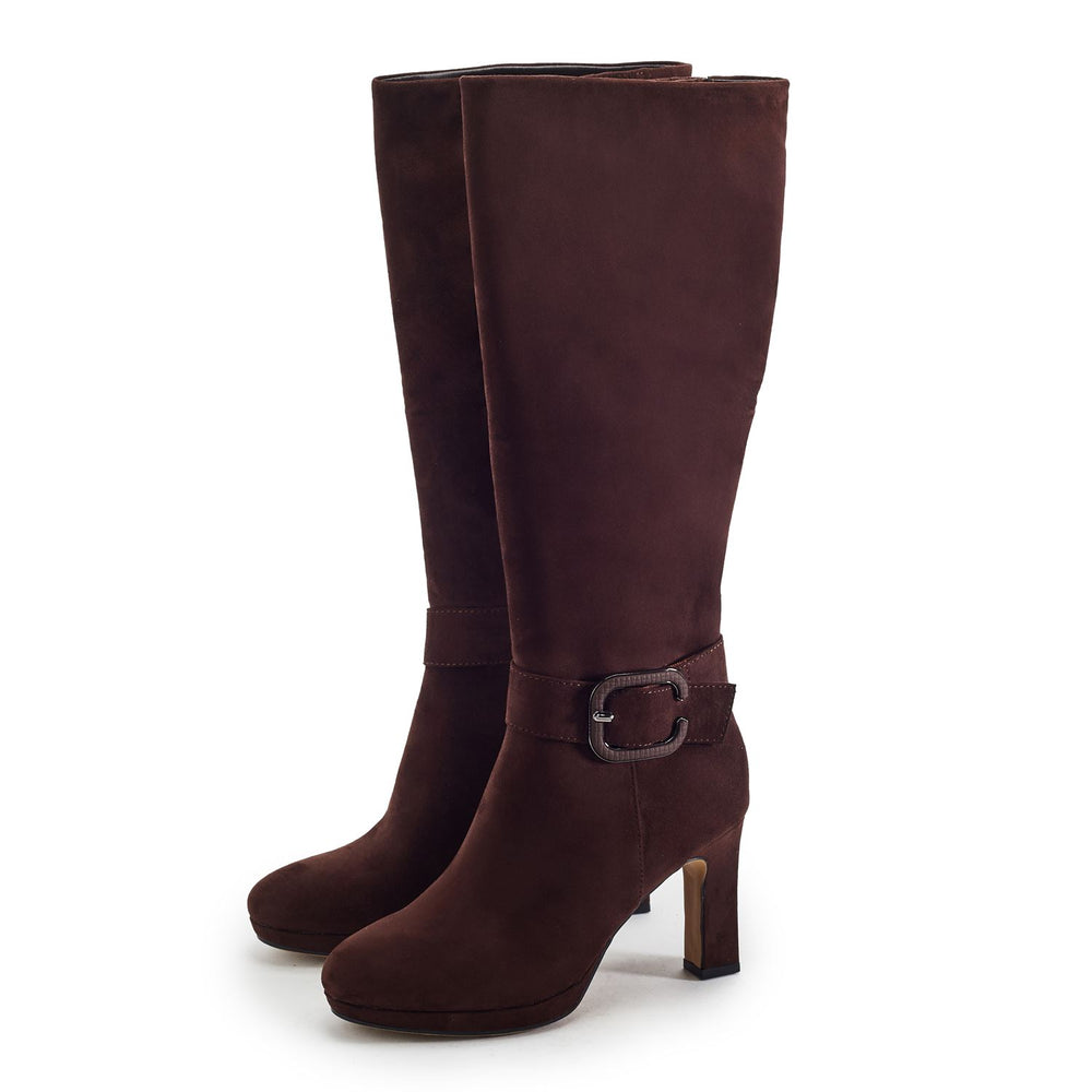 Sherlia Dark Brown Alcantara Boots