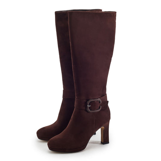 Sherlia Dark Brown Alcantara Boots