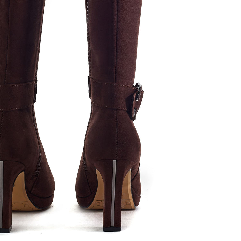 Sherlia Dark Brown Alcantara Boots