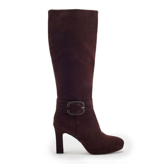 Sherlia Dark Brown Alcantara Boots