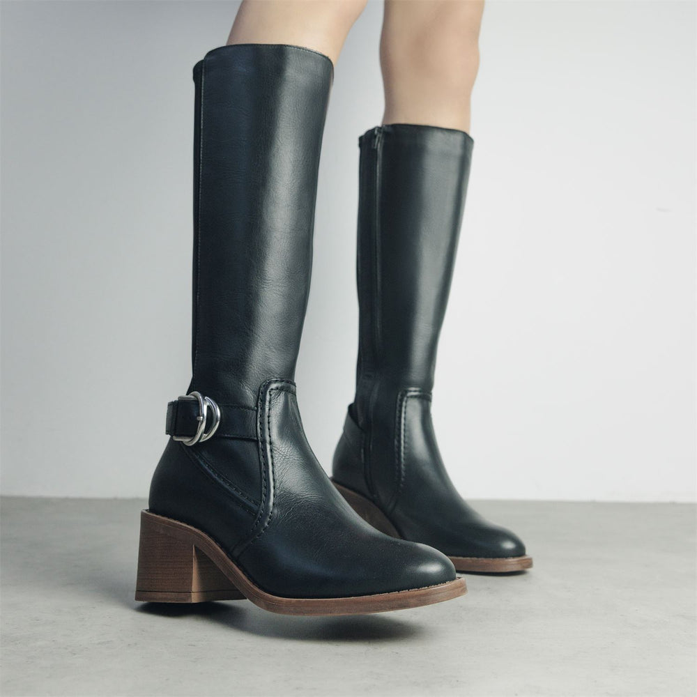 Silvie Black Leather Boots