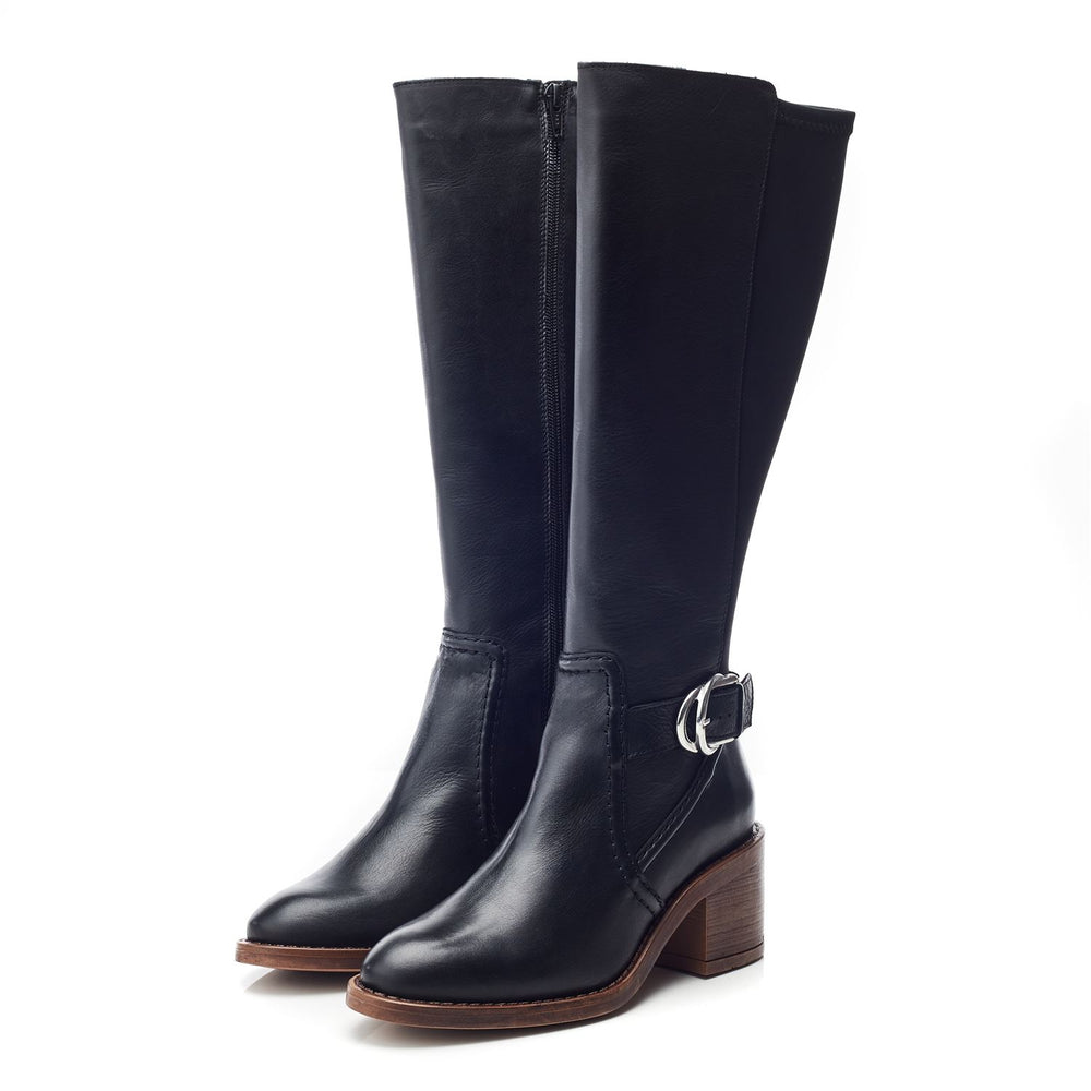 Silvie Black Leather Boots