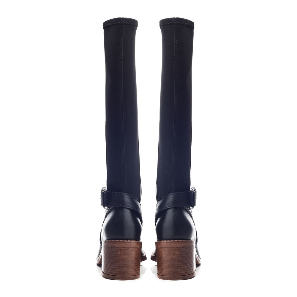 Silvie Black Leather Boots
