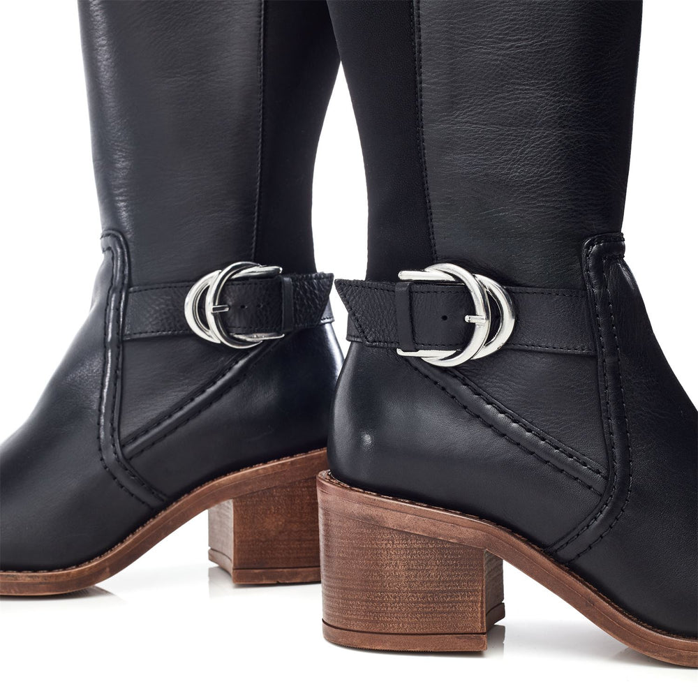 Silvie Black Leather Boots