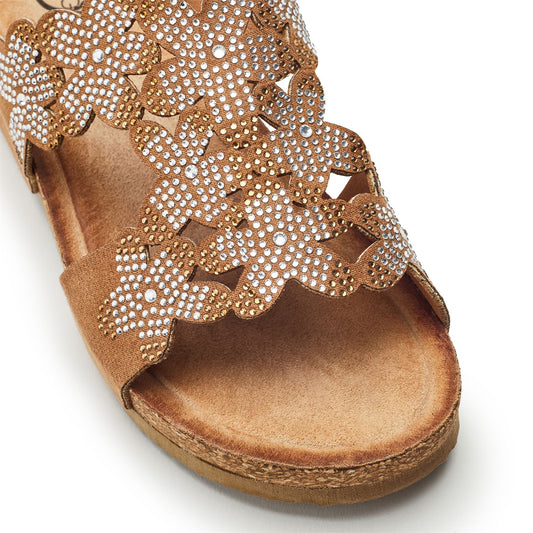 Skyie Camel Alcantara Sandals