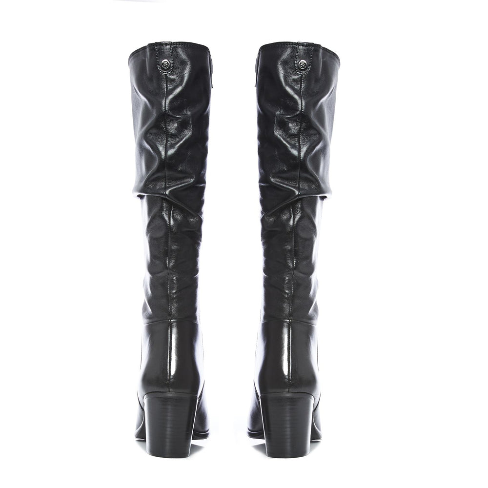Starlene Black Leather Boots