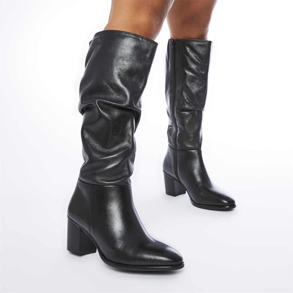 Starlene Black Leather Boots