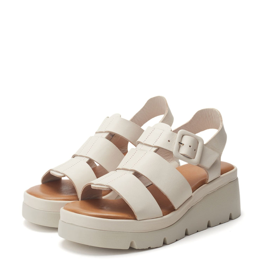Stathes Off White Leather Sandals