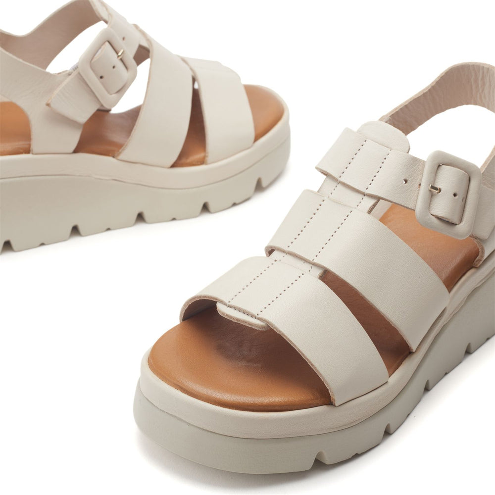Stathes Off White Leather Sandals