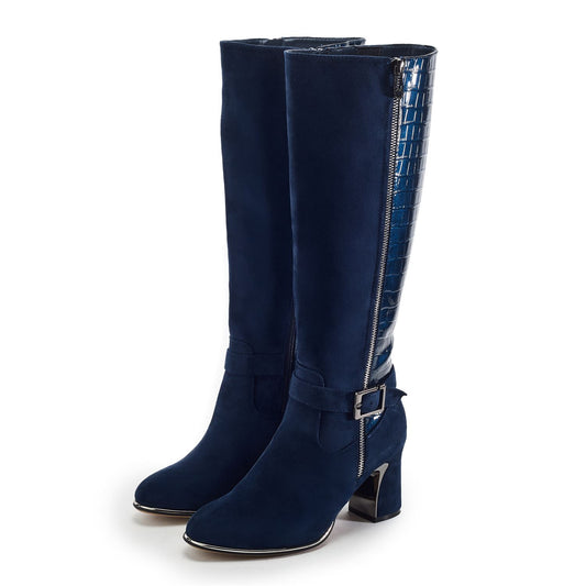 Static Navy Alcantara Boots