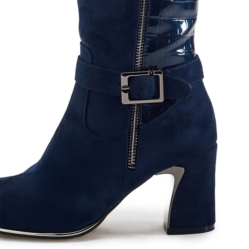 Static Navy Alcantara Boots