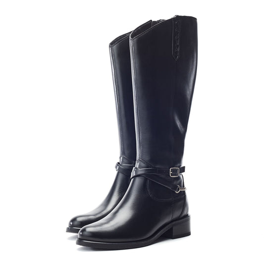 Syanna Black Leather Boots