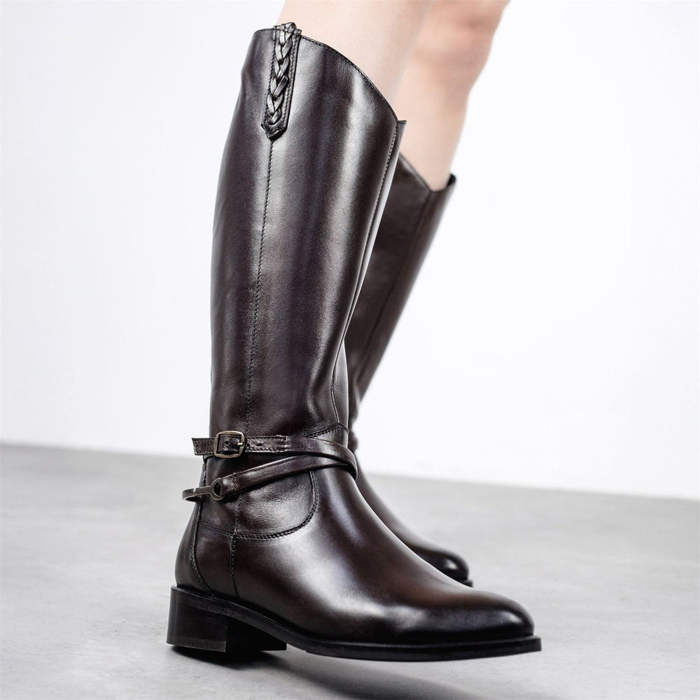 Syanna Dark Brown Leather Boots