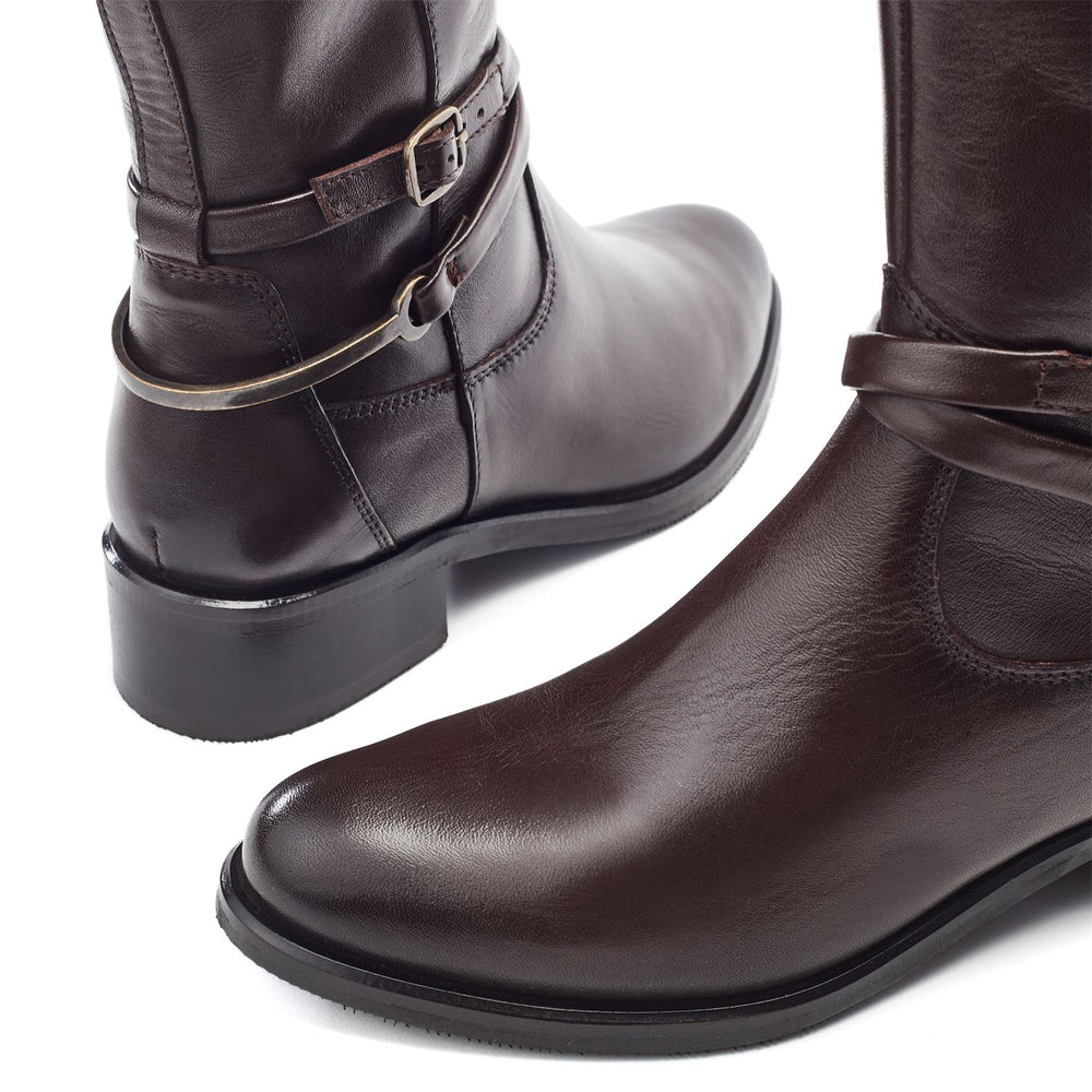 Syanna Dark Brown Leather Boots