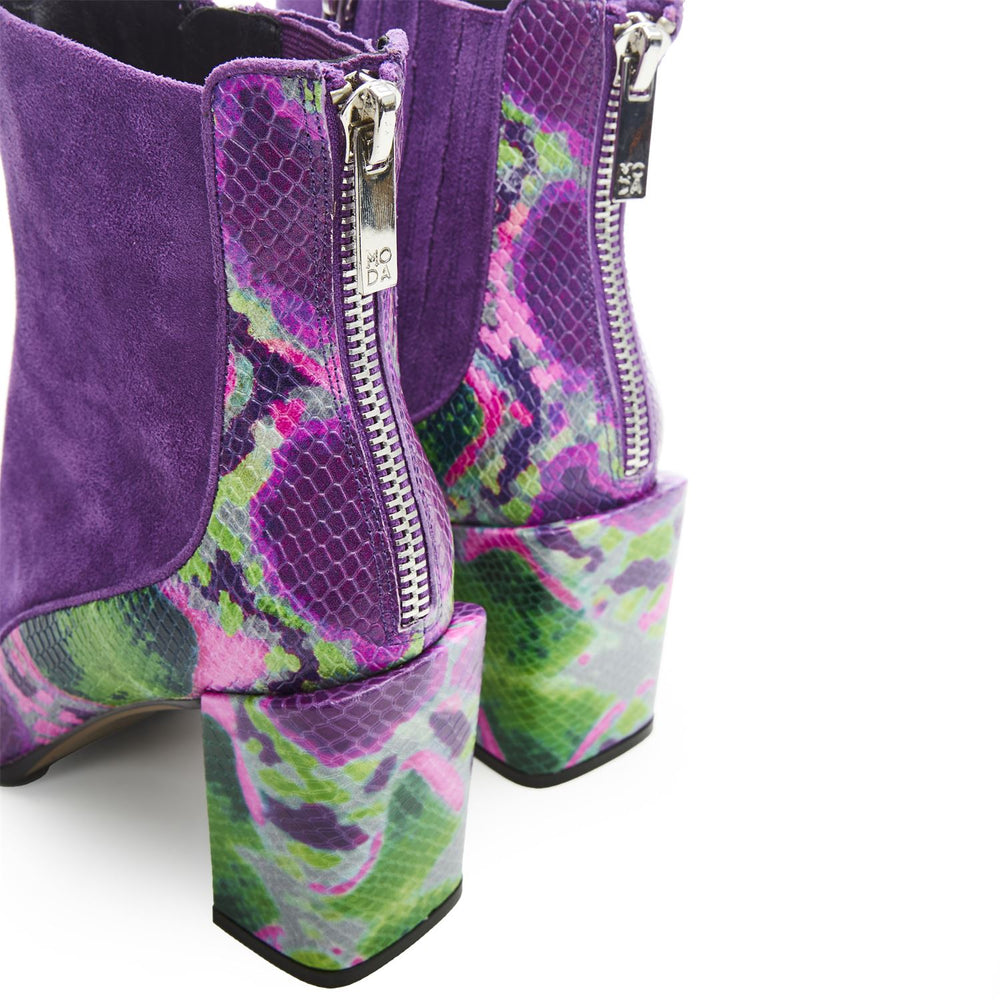 Taysha Purple Snake Alcantara Boots