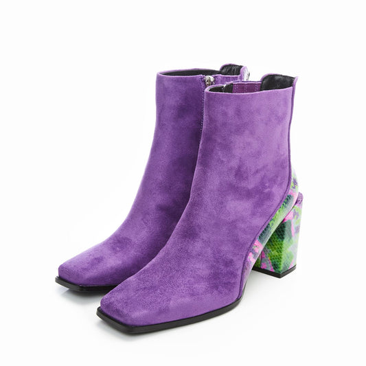 Taysha Purple Snake Alcantara Boots
