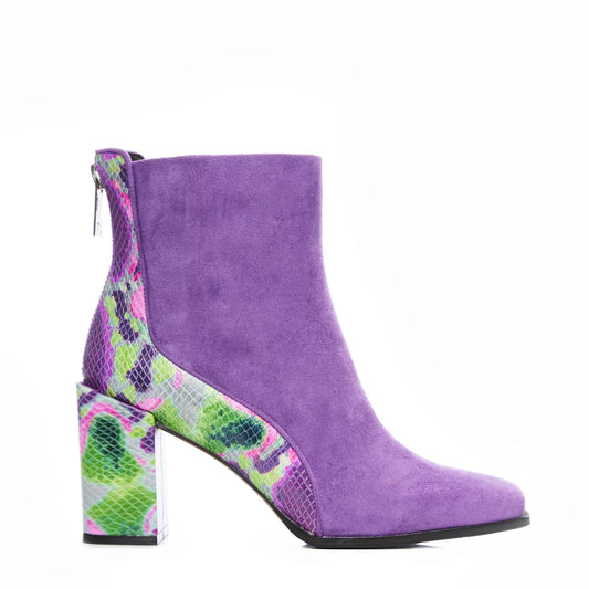 Taysha Purple Snake Alcantara Boots