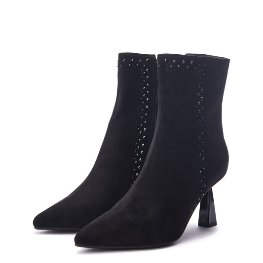 Wilmaa Black Alcantara Boots