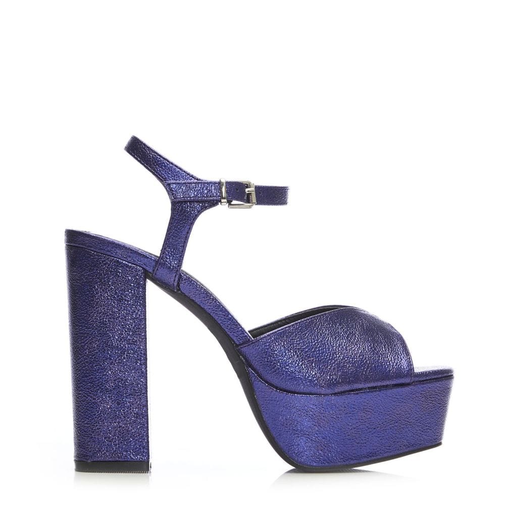 METALLIC HEELED SANDALS - Purple